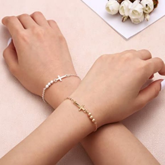 Sweet Cross Hand Chain Beads Bangle - Picture 7 of 7